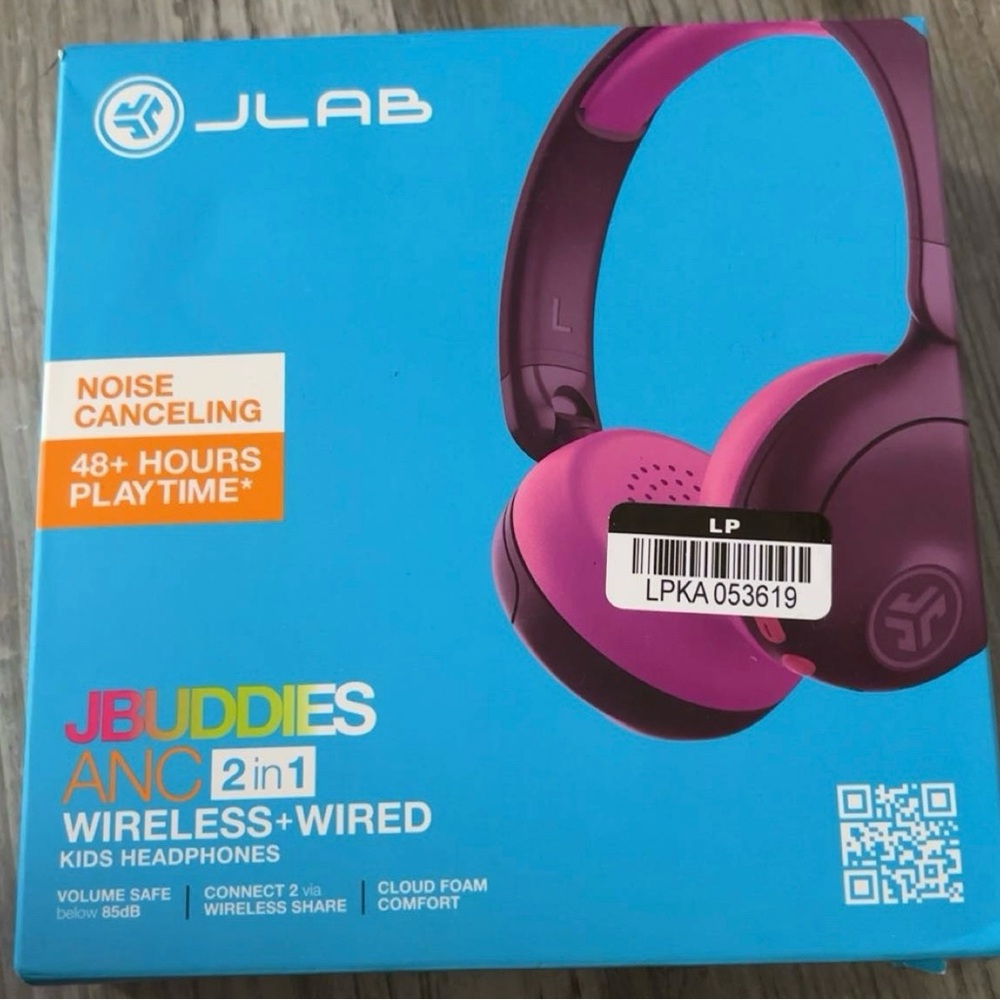 JLab JBuddies Kids Wireless+Wired Headphones - Purple & Pink